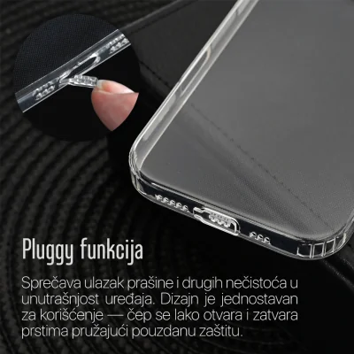 Torbica silikonska Ultra Thin with pluggy za iPhone 17 Pro Max 6.9 transparent