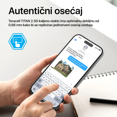 Zastitno staklo Tempered glass Teracell Titan 2.5D za iPhone 15 Pro 6.1 crni