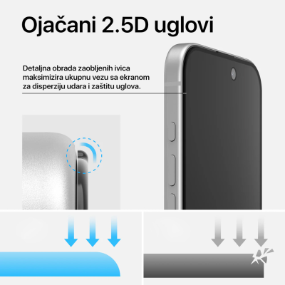 Zastitno staklo Tempered glass Teracell Titan 2.5D za iPhone 15 Pro 6.1 crni