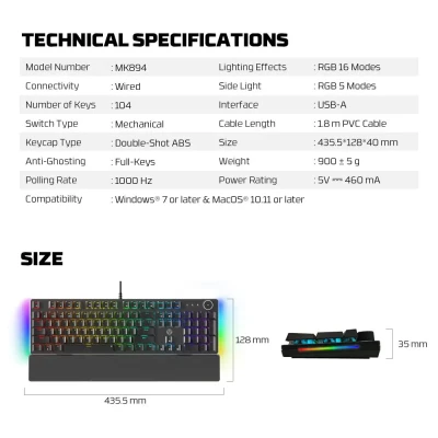 Fantech Mehanička Gaming Tastatura MK894 RGB Maxpower II crna