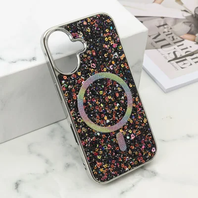 Futrola GLAM GLOW MagSafe za iPhone 16 (6.1) crna