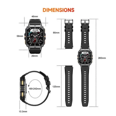 Oukitel BT101 crn Smart Watch Military 410mAh/Heart rate/SpO2/Blood Pressure/Accelerometer