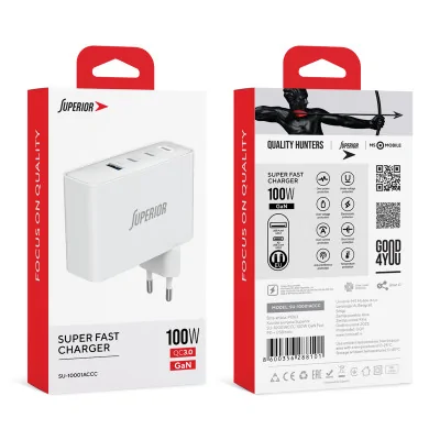Kućište punjača Superior SU-10001ACCC 100W 5A GaN Fast PD + USB