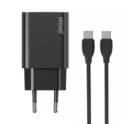 Kućni punjač Superior SU-P103 Super Fast PD 25W 3A Type C na Type C crni (CERT)