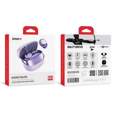 Slušalice bluetooth Superior NanoBuds ljubičaste
