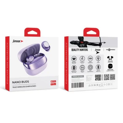 Slušalice bluetooth Superior NanoBuds ljubičaste