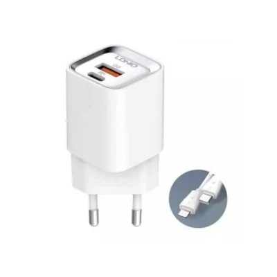 Kućni punjač LDNIO A2317C, 3.6A, QC3.0 18W, PD 30W sa Type C kablom beli