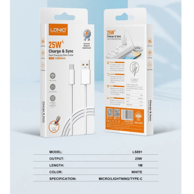 LDNIO Data kabl 25W Fast iPhone lightning beli 1m
