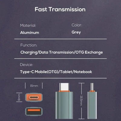 Adapter LDNIO LC140 USB na Type C sivi
