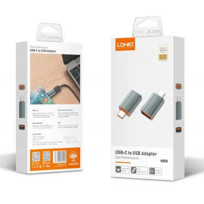 Adapter LDNIO LC140 USB na Type C sivi